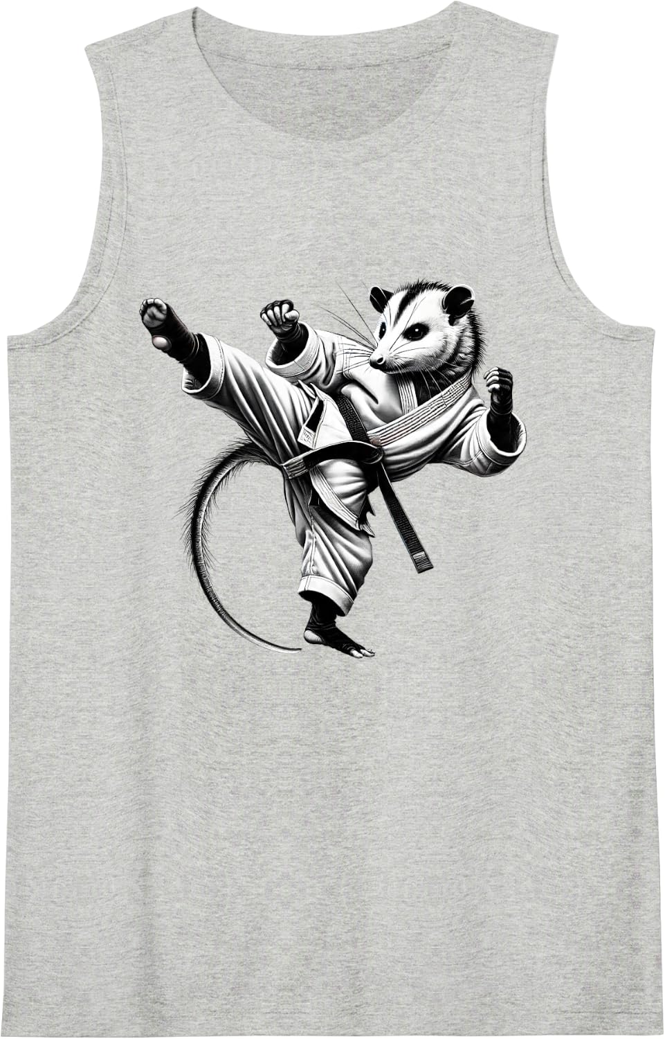 Vintage Possum Doing Karate Opossum Lover Sleeveless Tank Top - Heather Grey