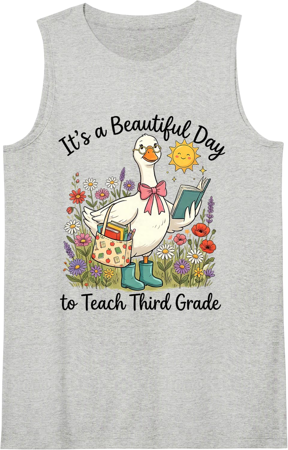 Cute Goose Third Grade Back to School 3rd Grade Teacher Tank Top - Heather Grey