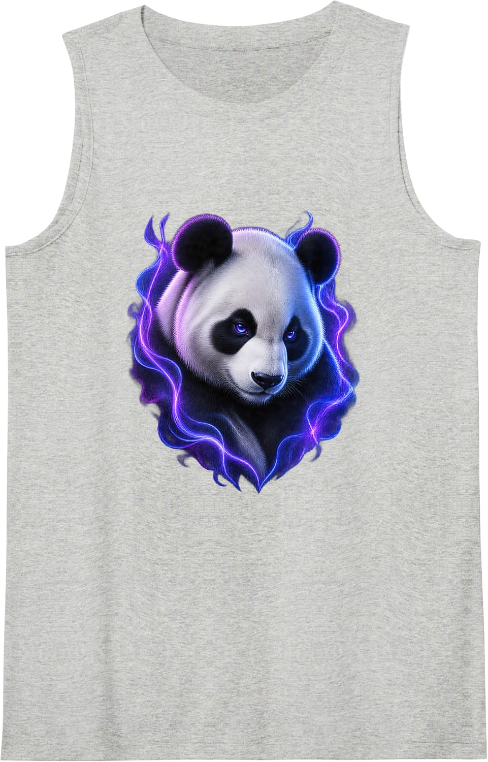 Giant Panda with Violet Plasma Curtain Animal Art Sleeveless Tank Top - Heather Grey