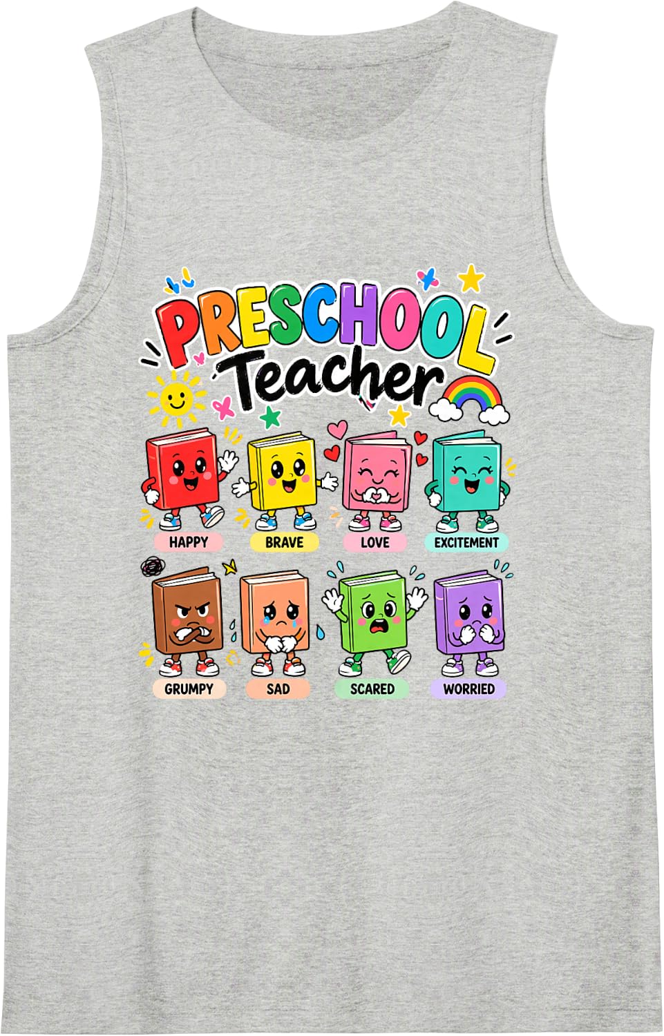 Preschool Teacher Emotions Feelings Funny Teaching Prekids Sleeveless Tank Top - Heather Grey