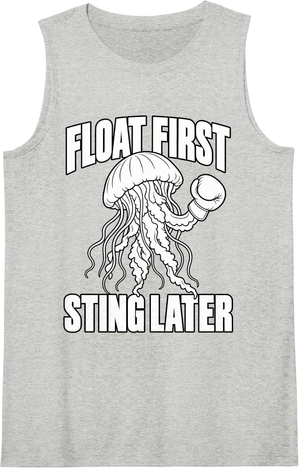 Jellyfish Float First Sting Later Beach Lover Funny Sleeveless Tank Top - Heather Grey