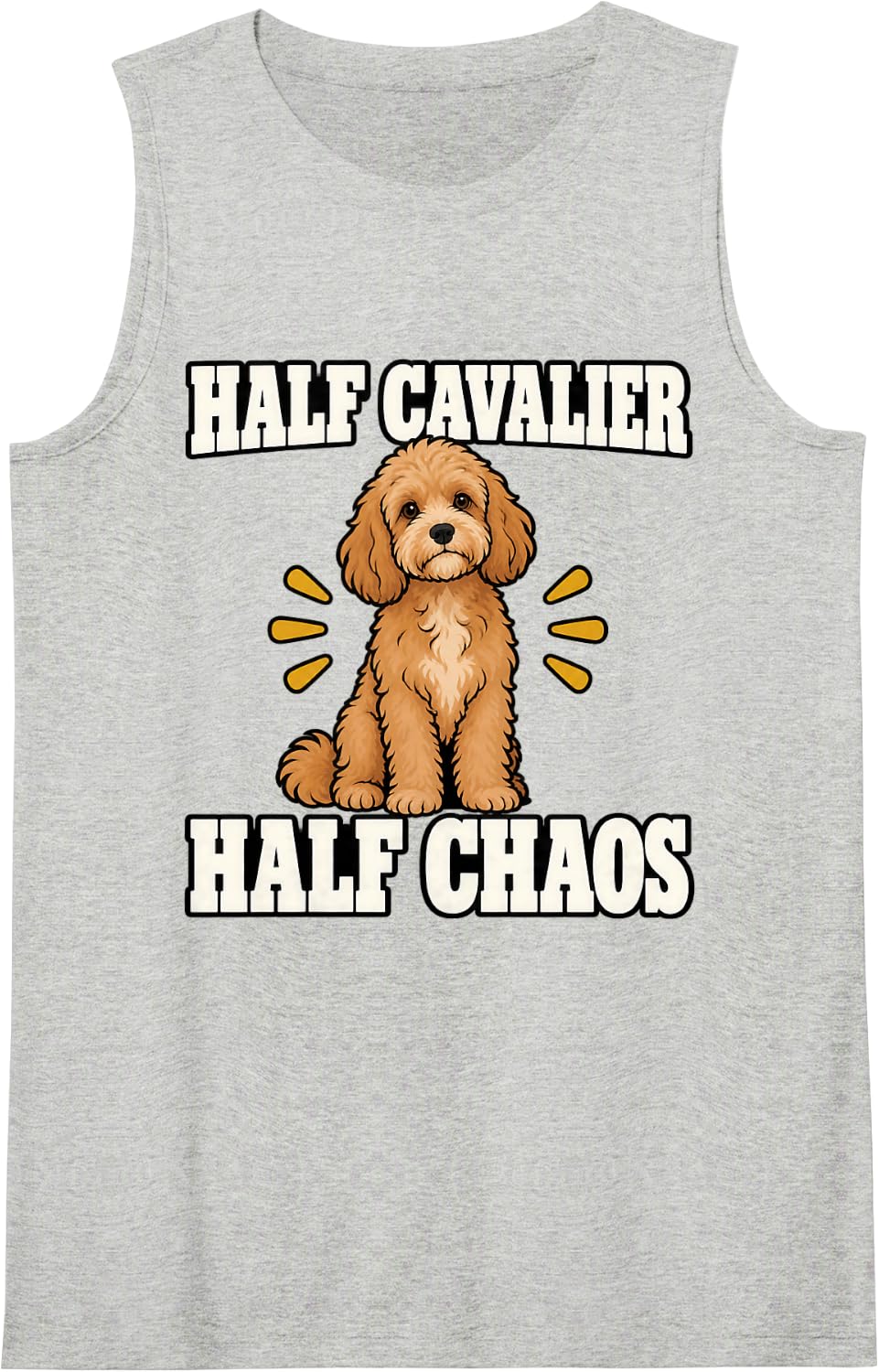 Cavapoo Half Cavalier Half Chaos Breed Lover Funny Doodle Sleeveless Tank Top - Heather Grey