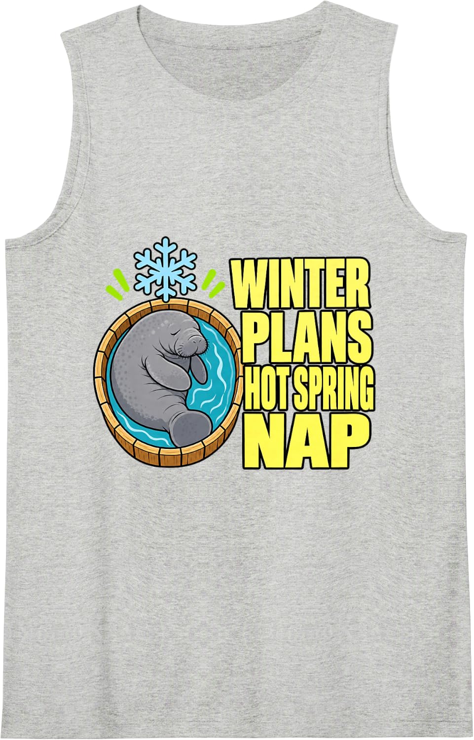 Manatee Winter Plans Hot Spring Nap Florida Funny Sleeveless Tank Top - Heather Grey