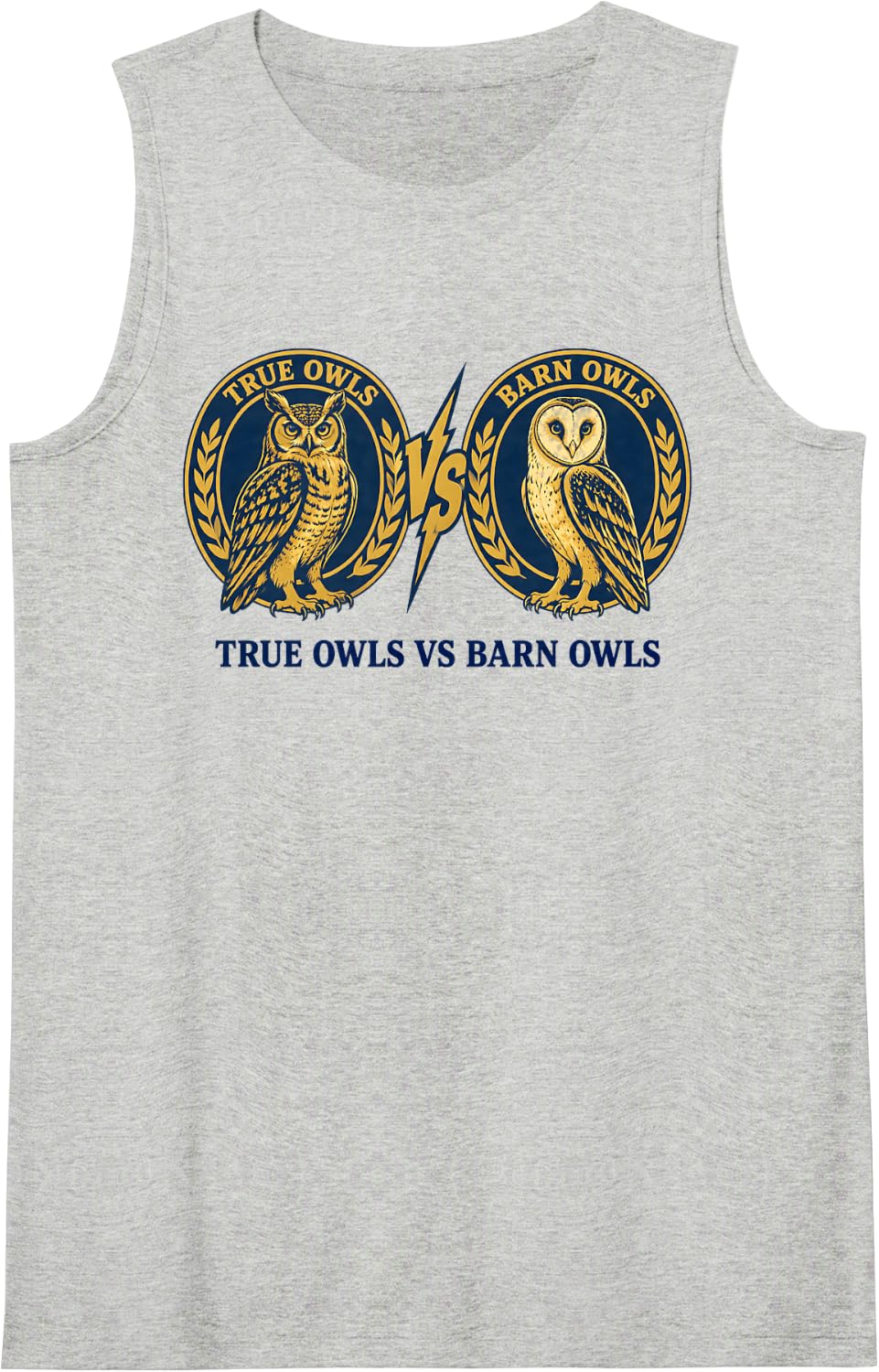 True Owls Vs Barn Owls Chart Sleeveless Tank Top - Heather Grey