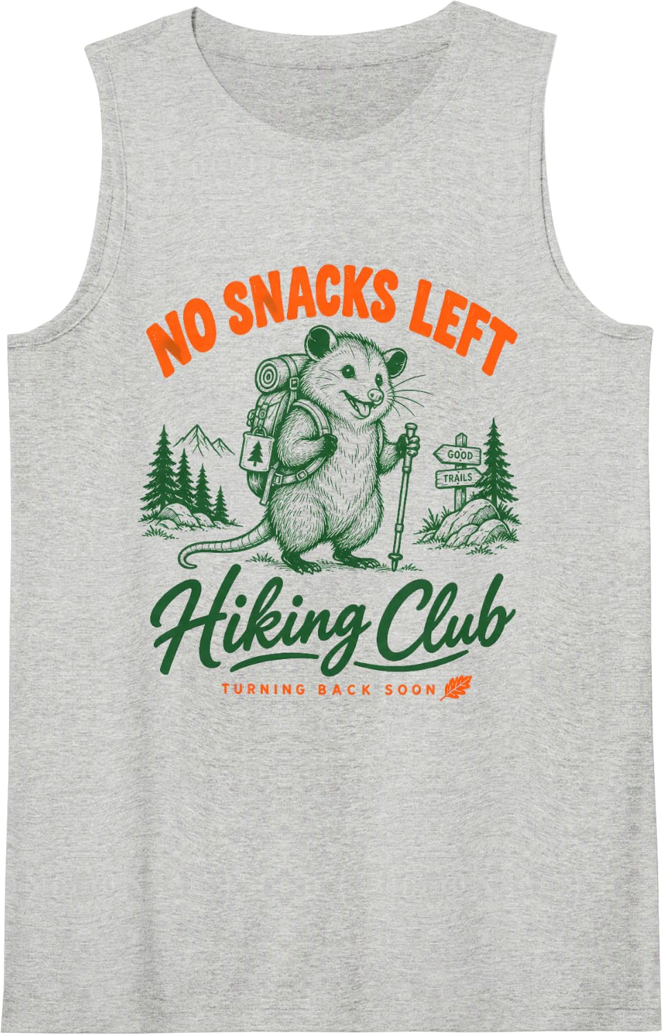No Snacks Left Hiking Club Opossum Sleeveless Tank Top - Heather Grey