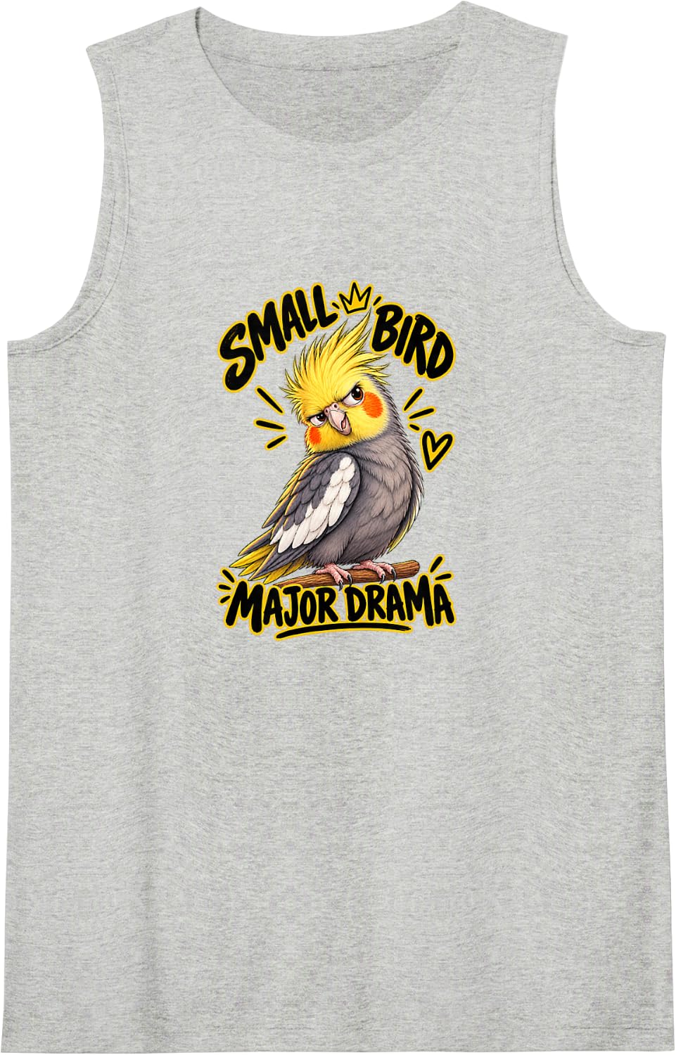 Funny Sweet Cockatiel Small Bird Major Drama Sleeveless Tank Top - Heather Grey