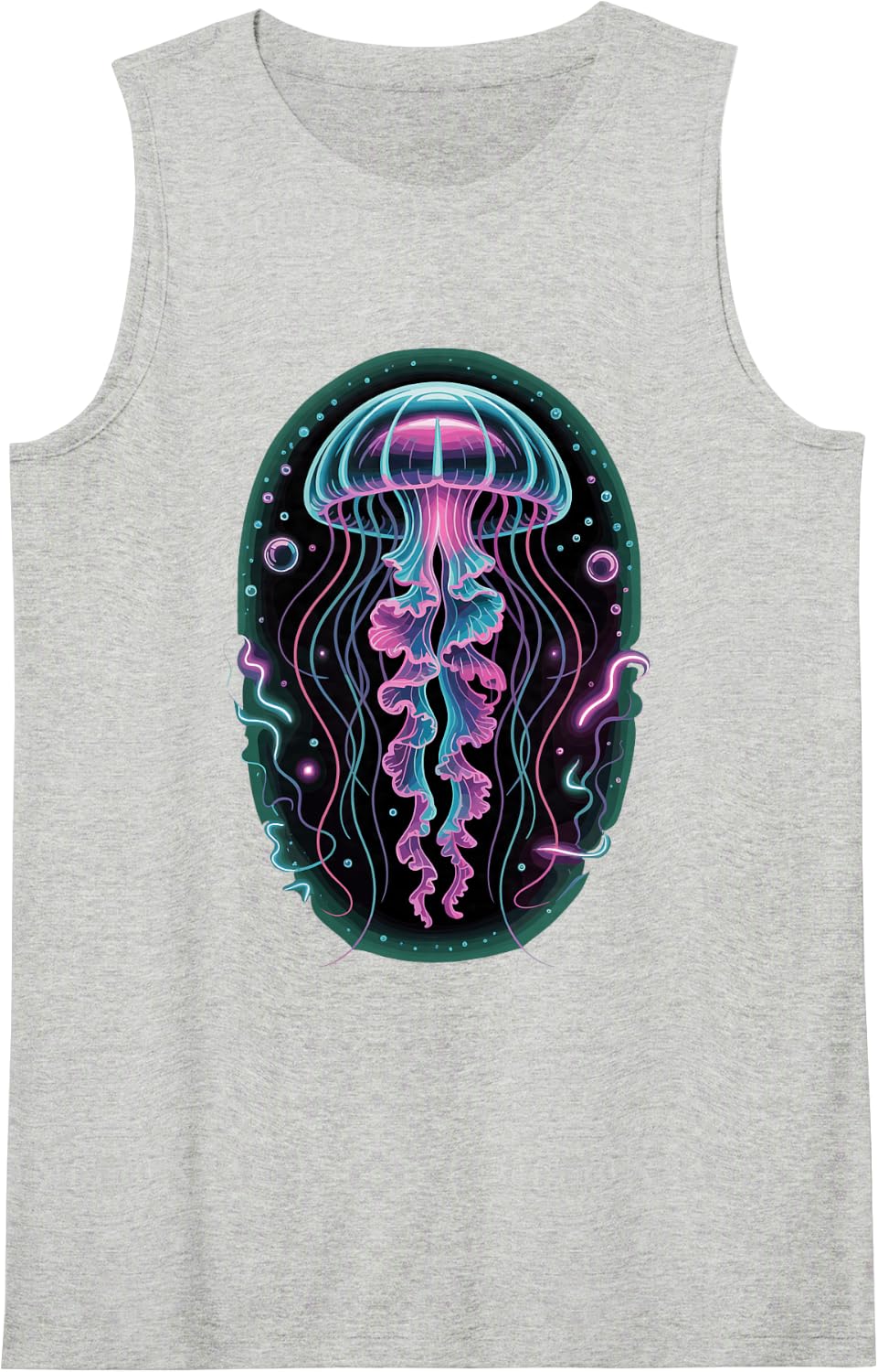 Bioluminescent Jellyfish Sea Creature Glow Sleeveless Tank Top - Heather Grey