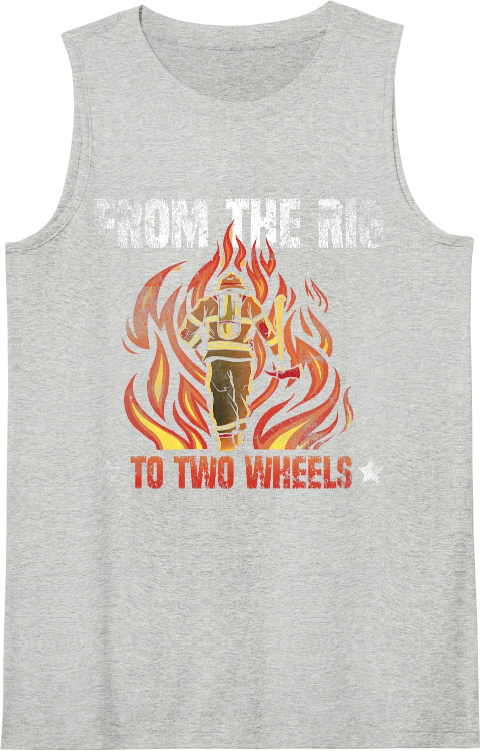from The Rig to Two Wheels Retired Firefighter Biker Fireman Sleeveless Tank Top - Heather Grey
