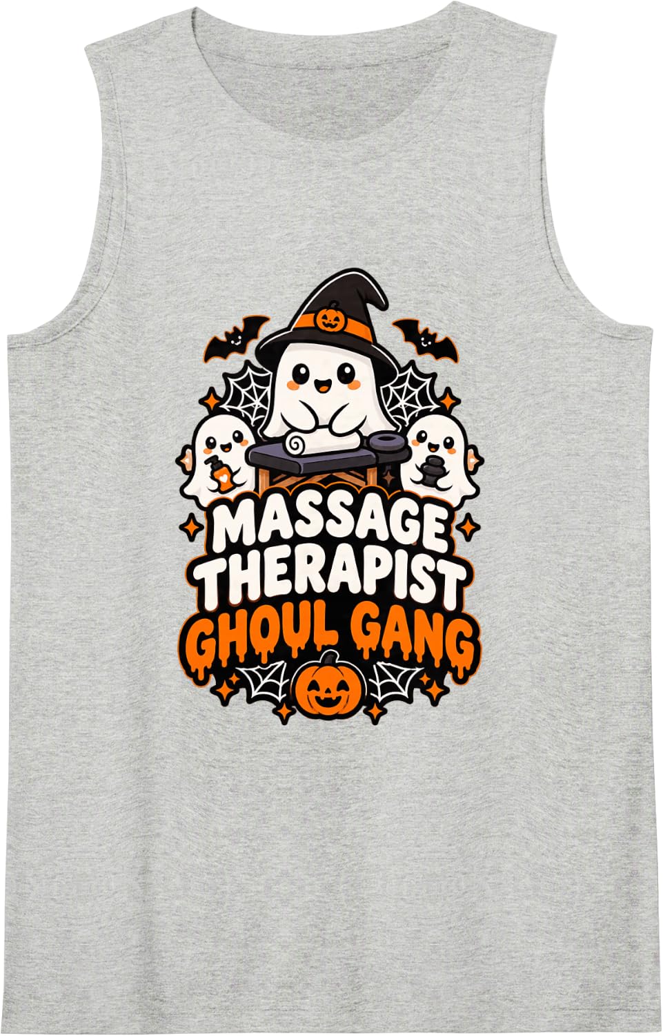 Massage Therapist Ghoul Gang Spooky Halloween Spa Professio Sleeveless Tank Top - Heather Grey