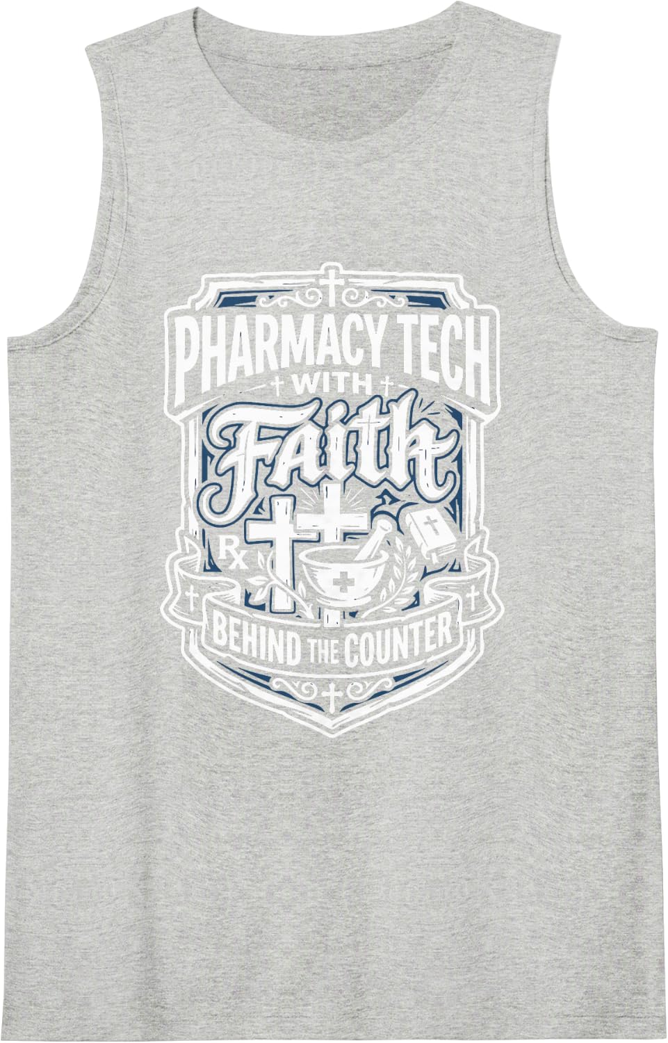 Christian Pharmacy Technician Jesus Christ Pharm Tech Sleeveless Tank Top - Heather Grey