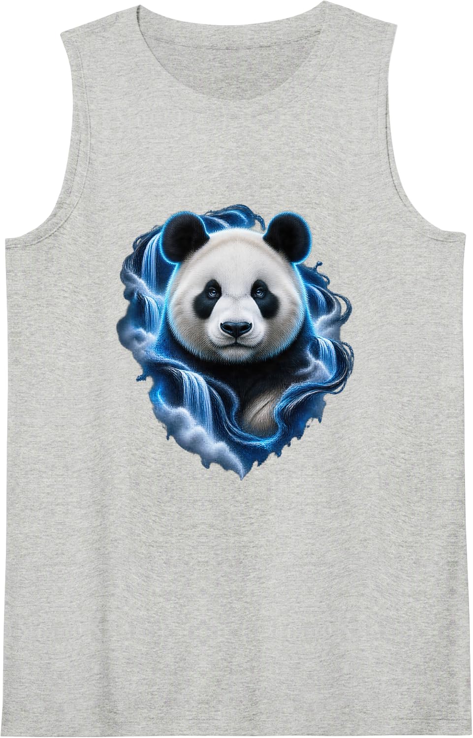 Giant Panda with Midnight Waterfall Animal Art Sleeveless Tank Top - Heather Grey