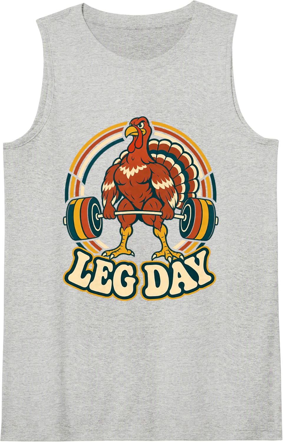 Leg Day Turkey Deadlifting Retro Thanksgiving Gym Workout Sleeveless Tank Top - Heather Grey
