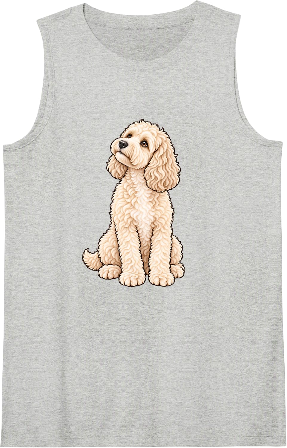 Womens Girl Moms Sitting Cream White Cockapoo Dog Mama Lover Sleeveless Tank Top - Heather Grey