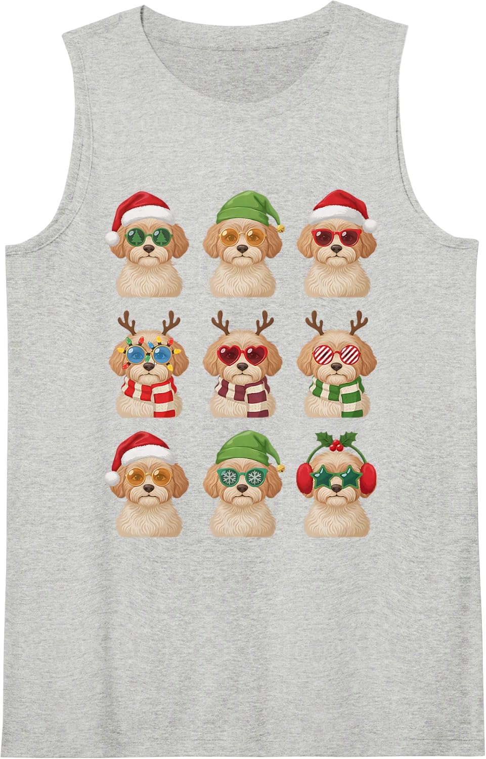 Cavapoo Funny Christmas Pajama Cute Dog Owner Sleeveless Tank Top - Heather Grey