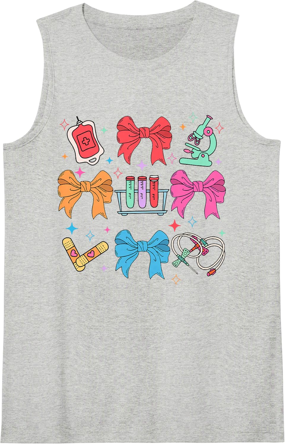 Coquette Bow Phlebotomist Phleb Tech Phlebotomy Technician Sleeveless Tank Top - Heather Grey