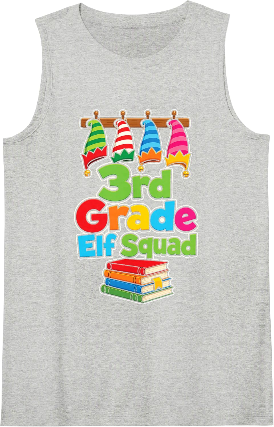 3rd Grade Elf Squad Christmas School Kids Gift Sleeveless Tank Top - Heather Grey