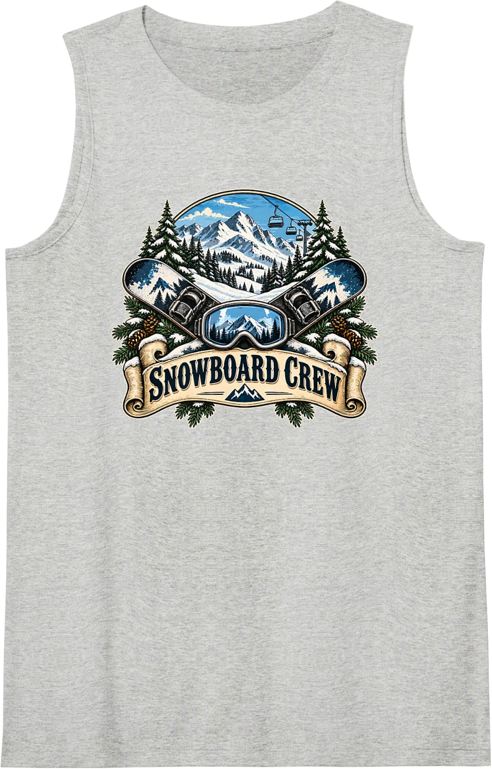 Snowboard Crew Mountain Snowboarding Winter Sports Rider Sleeveless Tank Top - Heather Grey