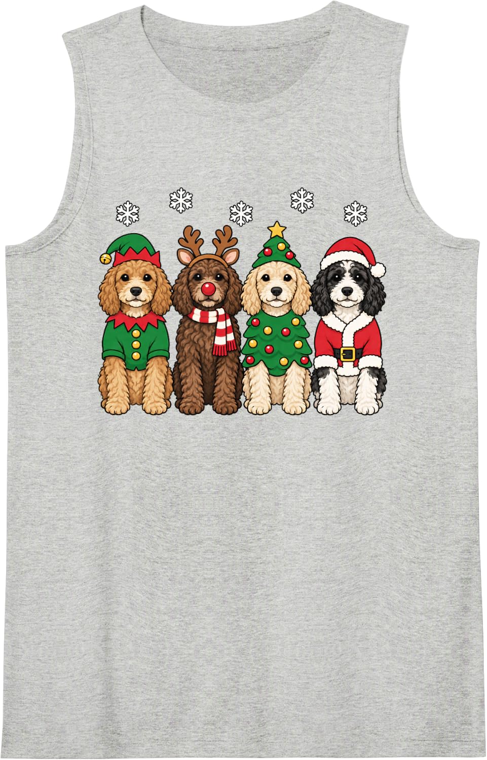 Cockapoo Christmas Reindeer Santa Doodle Dog Lover Sleeveless Tank Top - Heather Grey