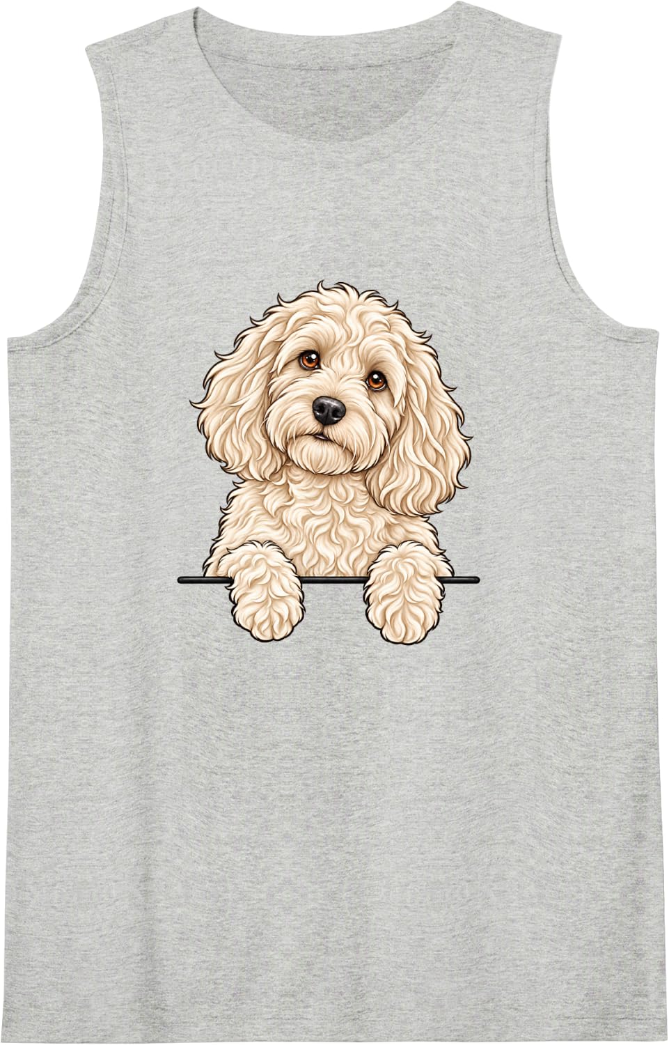 Womens Moms White Cream Pocket Cockapoo Dog Mama Lover Sleeveless Tank Top - Heather Grey