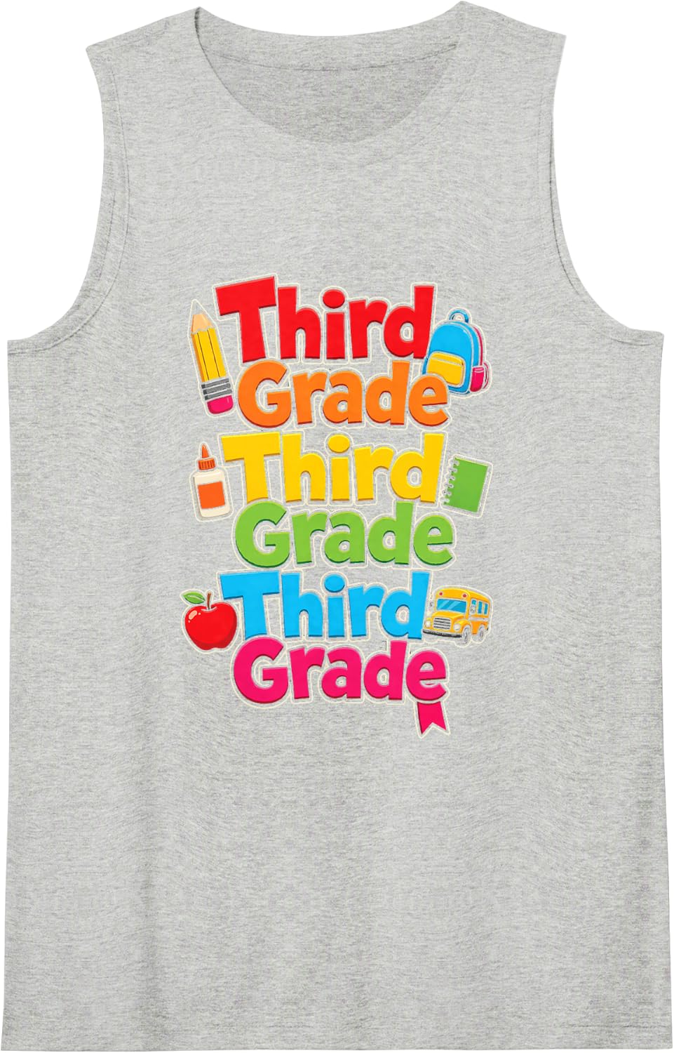 Third Grade First Day Back to School Boys Girls Kids Gift Sleeveless Tank Top - Heather Grey
