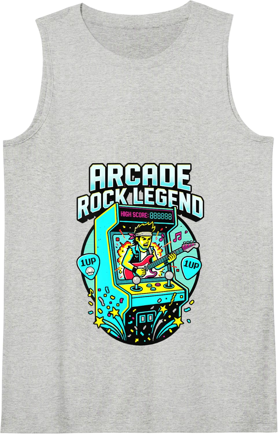 Arcade Rock Legend Video Game Enthusiast Roll Retro Style Tank Top - Heather Grey