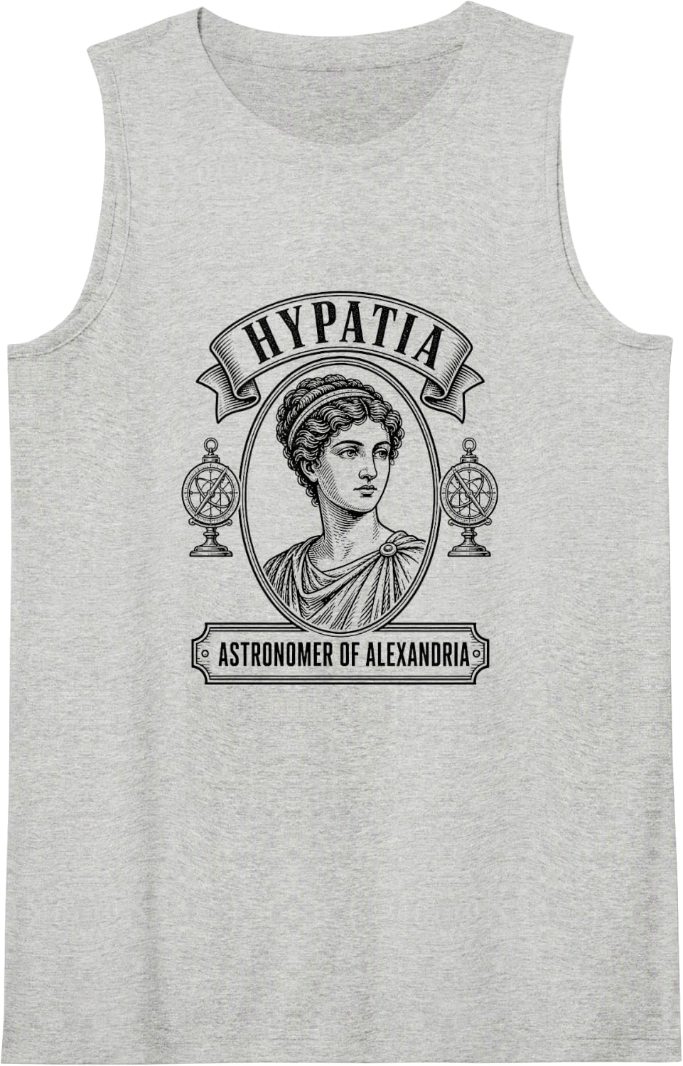 Hypatia of Alexandria Astronomer Philosopher Portrait Sleeveless Tank Top - Heather Grey