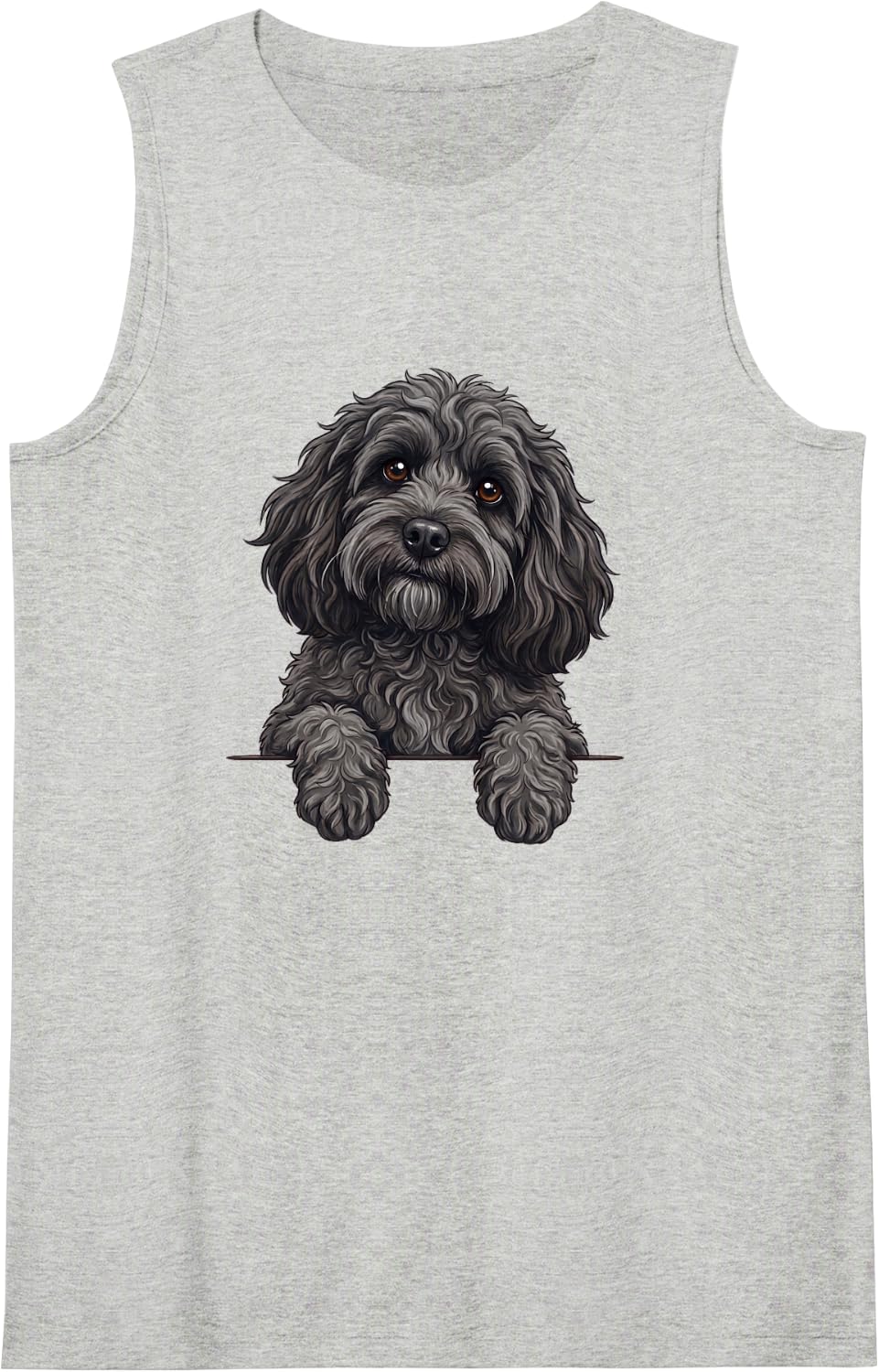 Cute Womens Girls Mom Pocket Black Cockapoo Mama Sleeveless Tank Top - Heather Grey