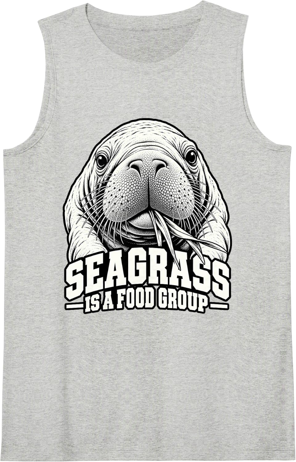 Manatee Seagrass is A Food Group Funny Florida Wildlife Sleeveless Tank Top - Heather Grey
