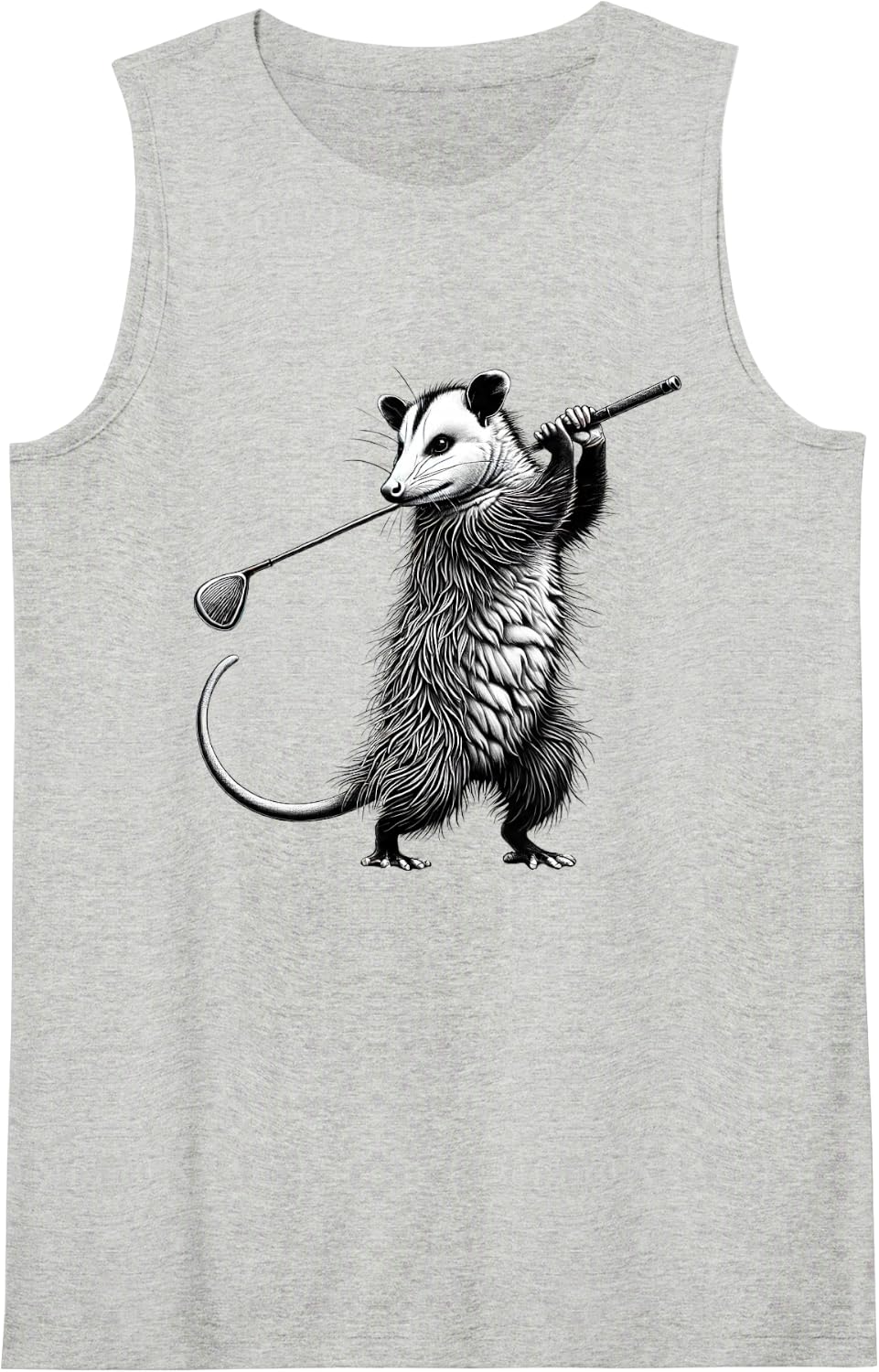 Vintage Possum Playing Golf Opossum Lover Golfer Sleeveless Tank Top - Heather Grey