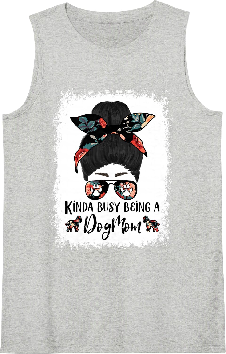Cockapoo Kinda Busy Being A Dog Mom Funny Messy Bun Tank Top - Heather Grey