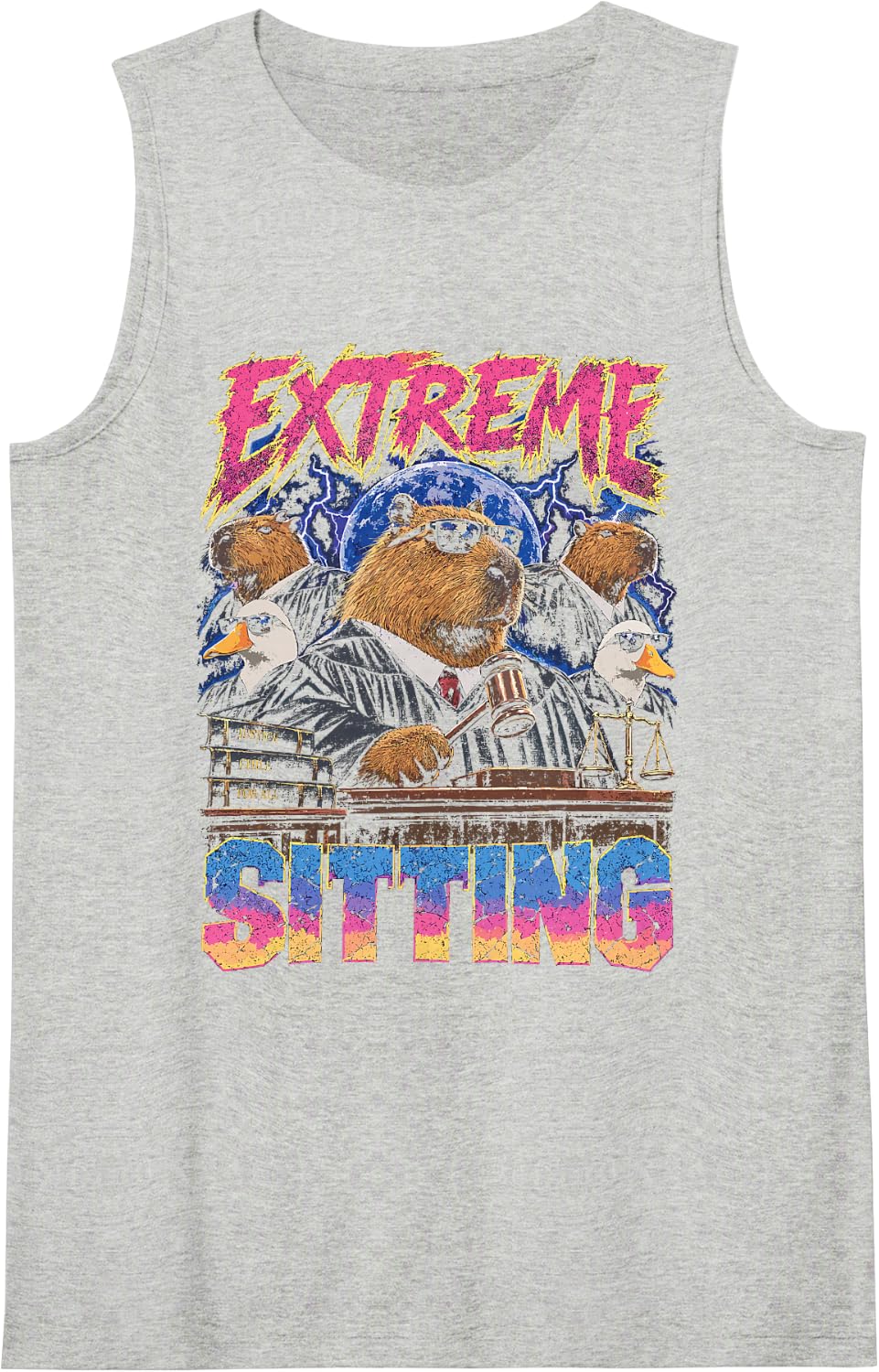 Funny Capybara Meme for Kids and Capybara Lovers Sleeveless Tank Top - Heather Grey