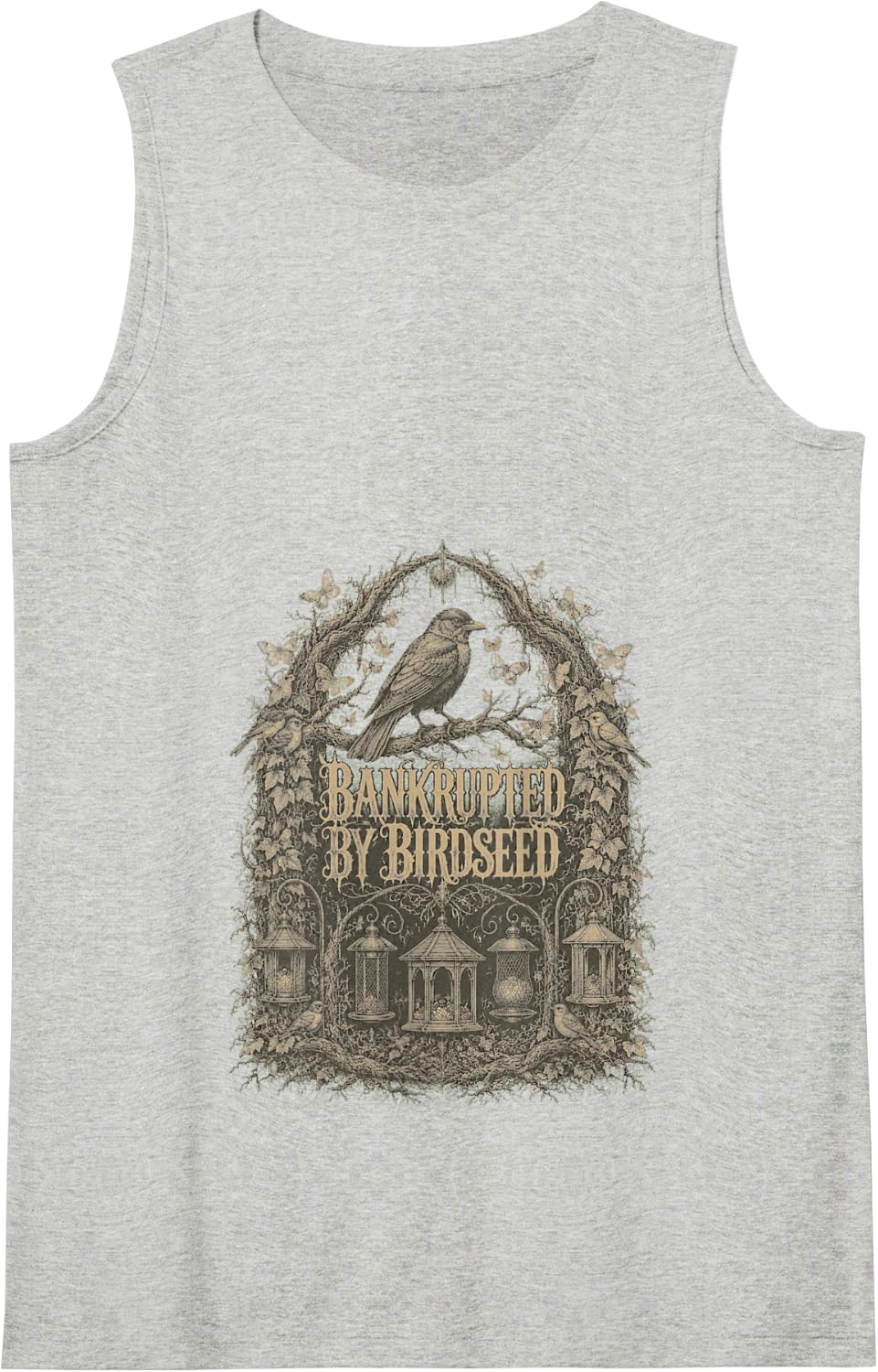 Bankrupted By Birdseed Funny Bird Watching Lover Tank Top - Heather Grey