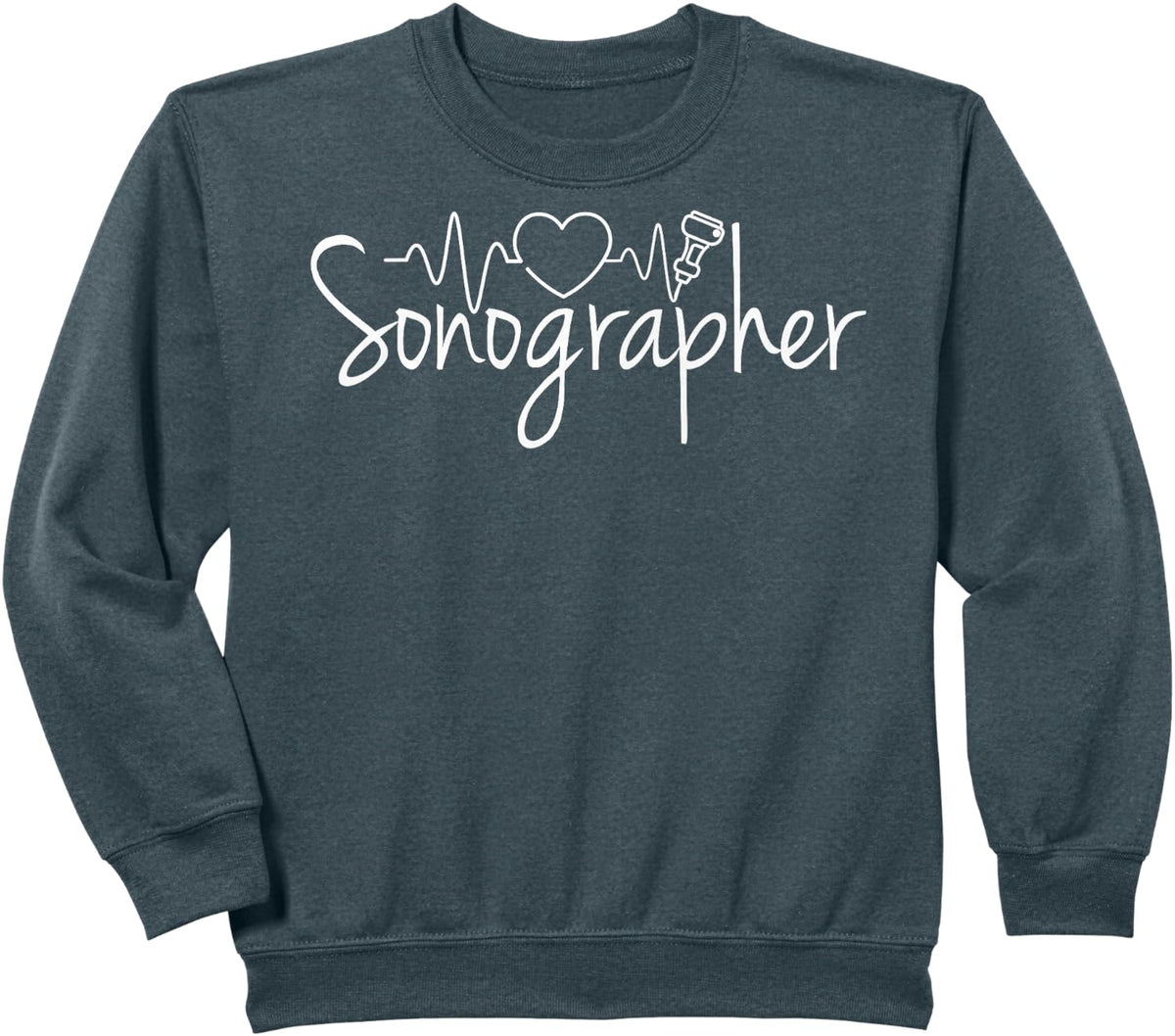 Sonographer Heartbeat Sonography Technician Sweatshirt - Dark Heather Grey