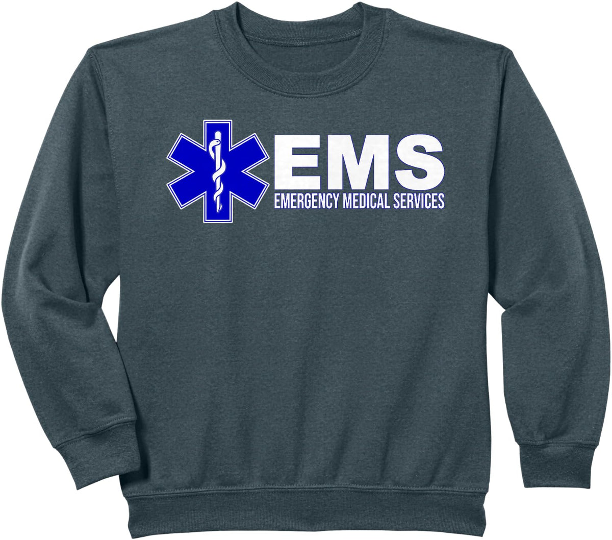 EMS STAR OF LIFE EMERGENCY MEDICAL SERVICES PARAMEDIC EMT Sweatshirt - Dark Heather Grey