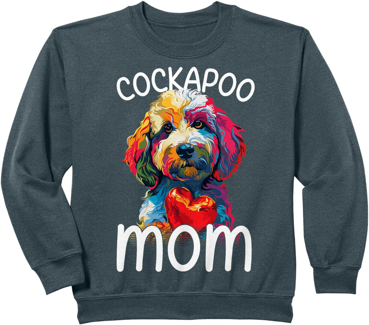 Womens Cockapoo Dog Lovers Heart Design Cockapoo Mom Sweatshirt - Dark Heather Grey