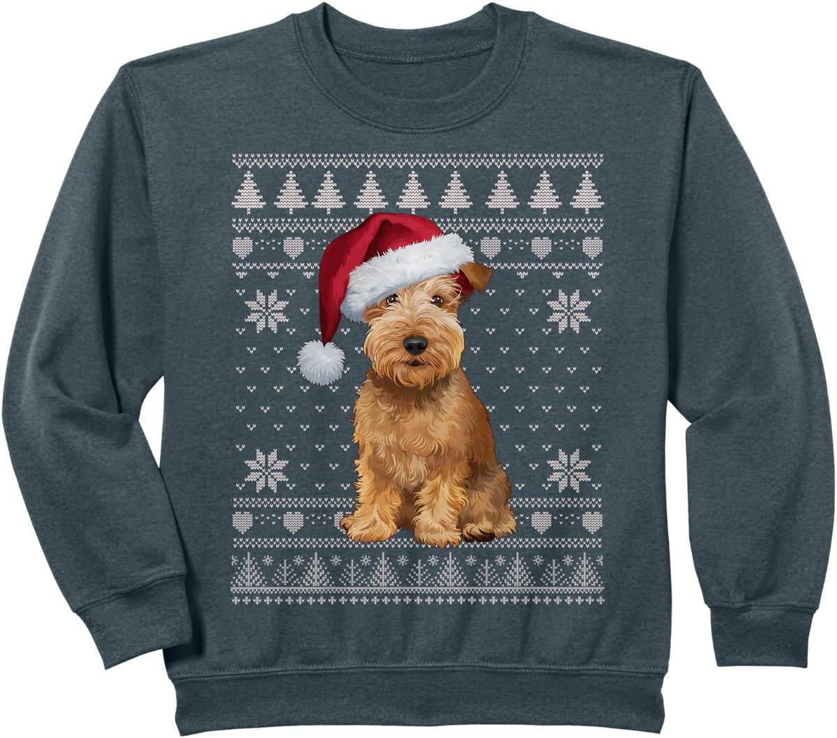 Soft Coated Wheaten Terrier Dog Ugly Christmas Sweater Santa Sweatshirt - Dark Heather Grey