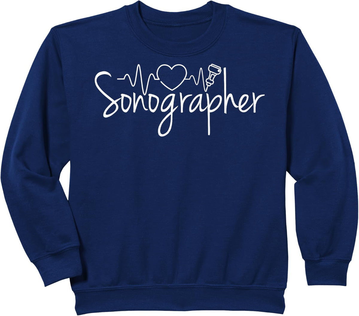 Sonographer Heartbeat Sonography Technician Sweatshirt - Navy Blue