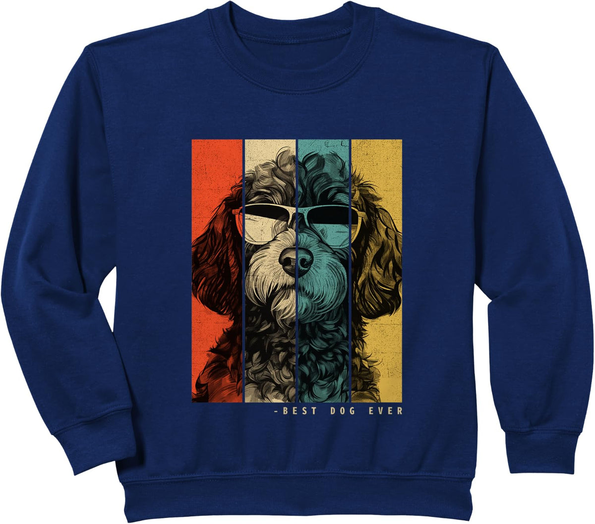 Vintage Cockapoo Dog Mom Dad Kids Men Women Sweatshirt - Navy Blue