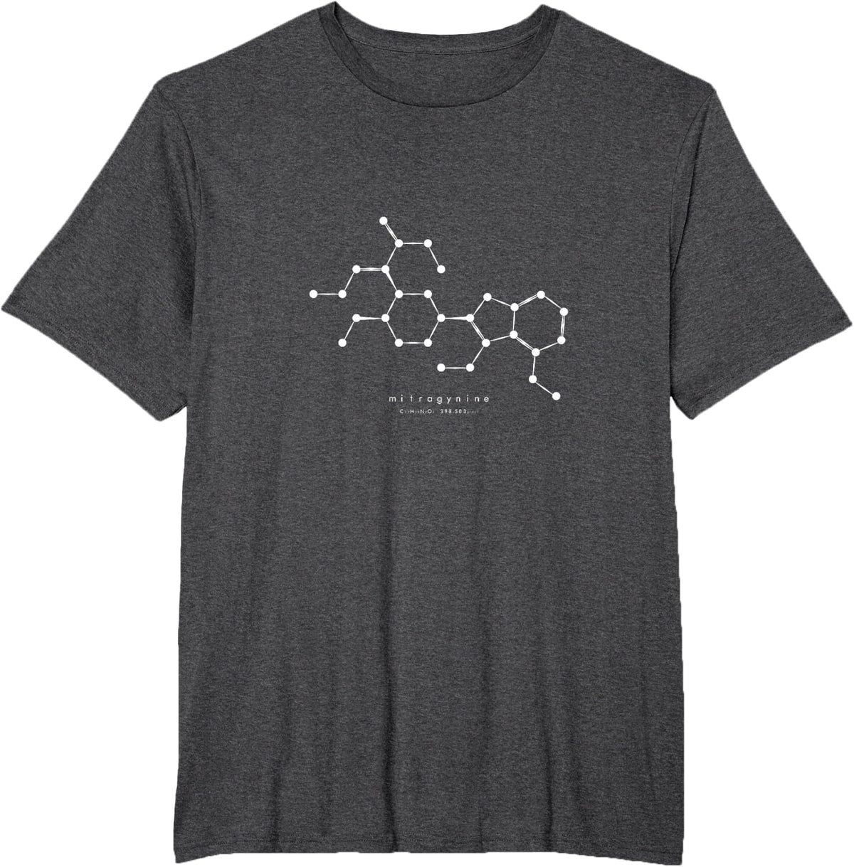 Mitragynine Molecule Science T-Shirt - Kratom Molecule Shirt - Dark Heather Grey