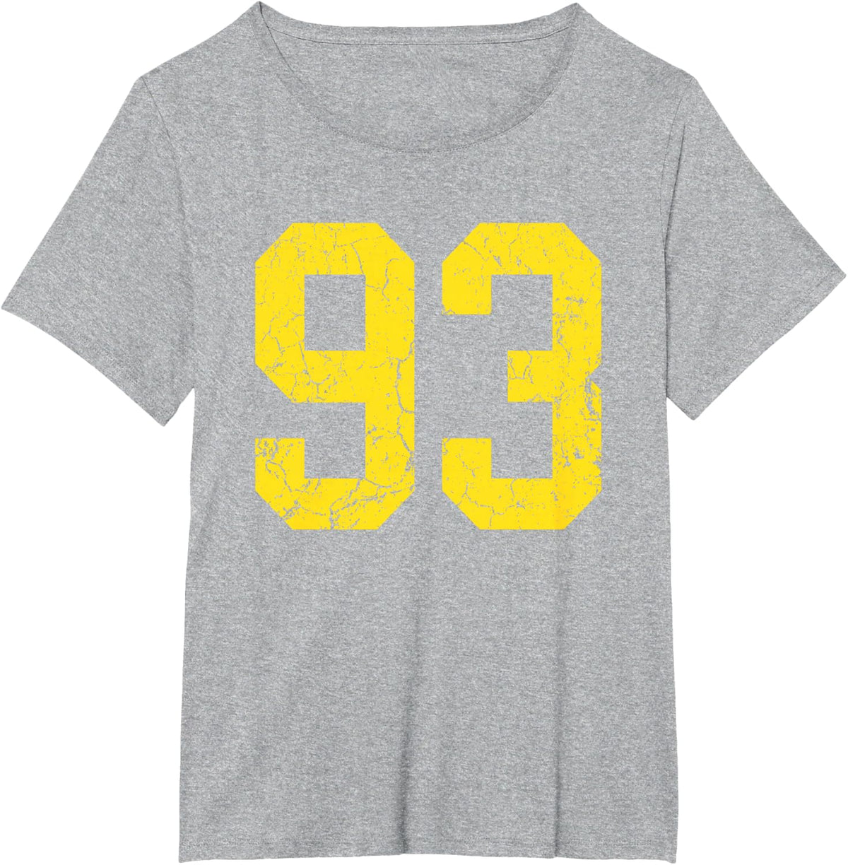 Distressed Bright Gold Number 93 Jersey Player Uniform #93 T-Shirt - Heather Grey