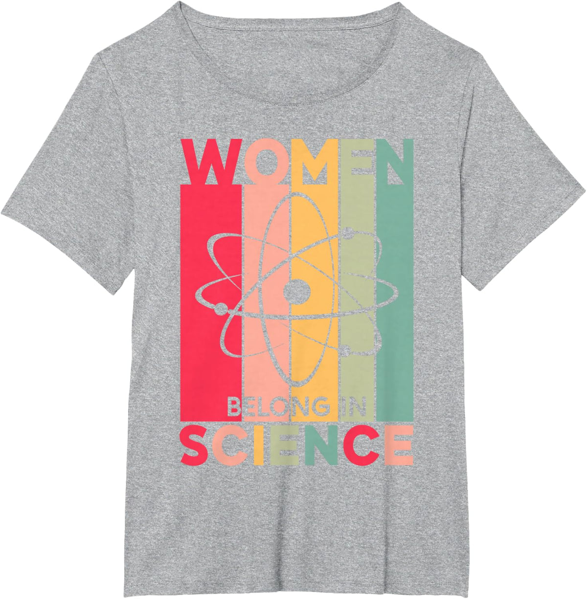 Women Belong in Science Retro Physics STEM Scientist Girls T-Shirt - Heather Grey