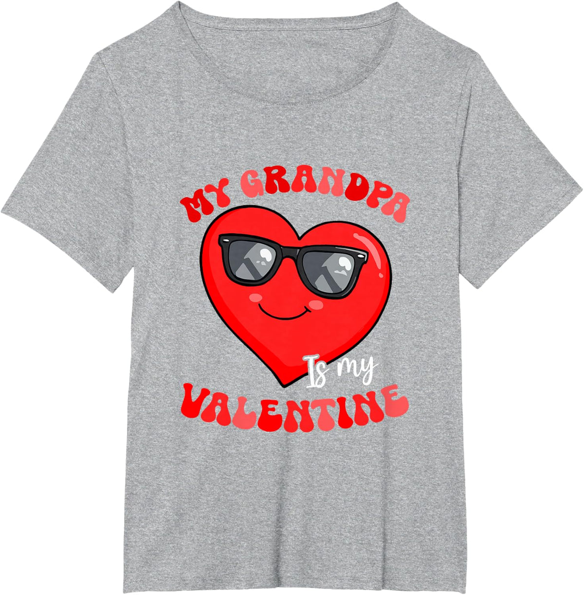 Grandpa is My Valentine Heart Sunglasses Girls Proud Family T-Shirt - Heather Grey
