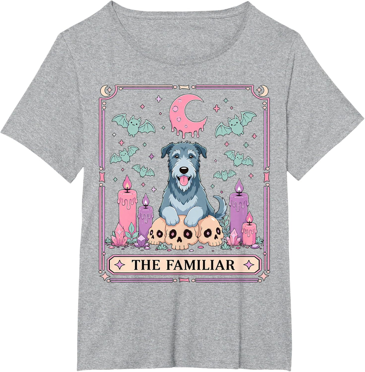 Irish Wolfhound Dog Tarot Card T-Shirt - Heather Grey
