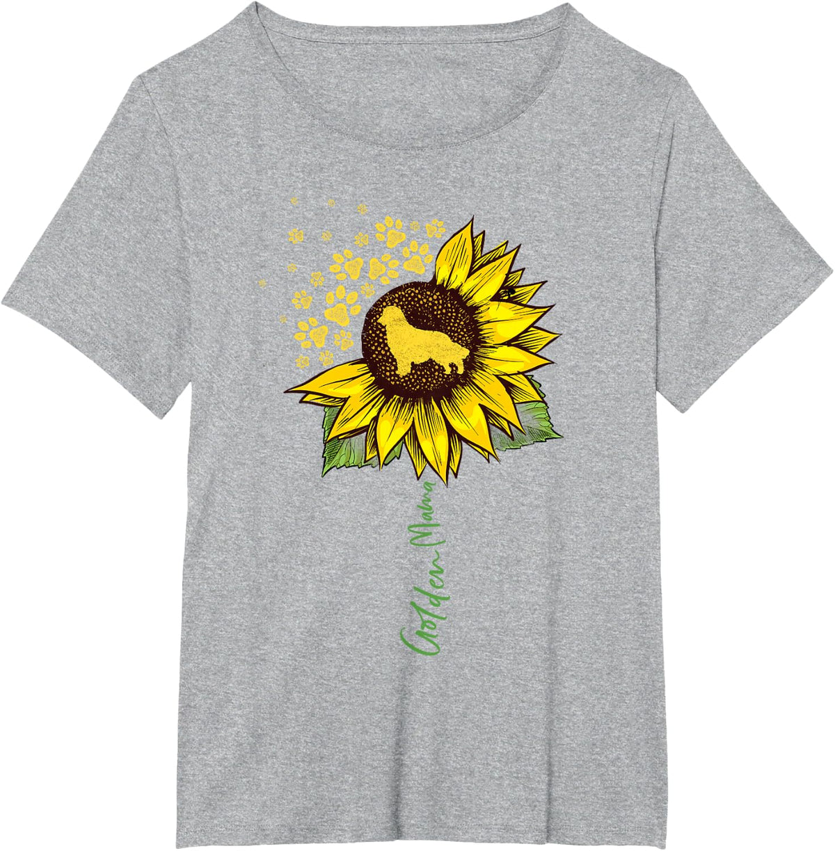 Golden Mom Sunflower Golden Retriever Lover Gifts Dog Mama T-Shirt - Heather Grey