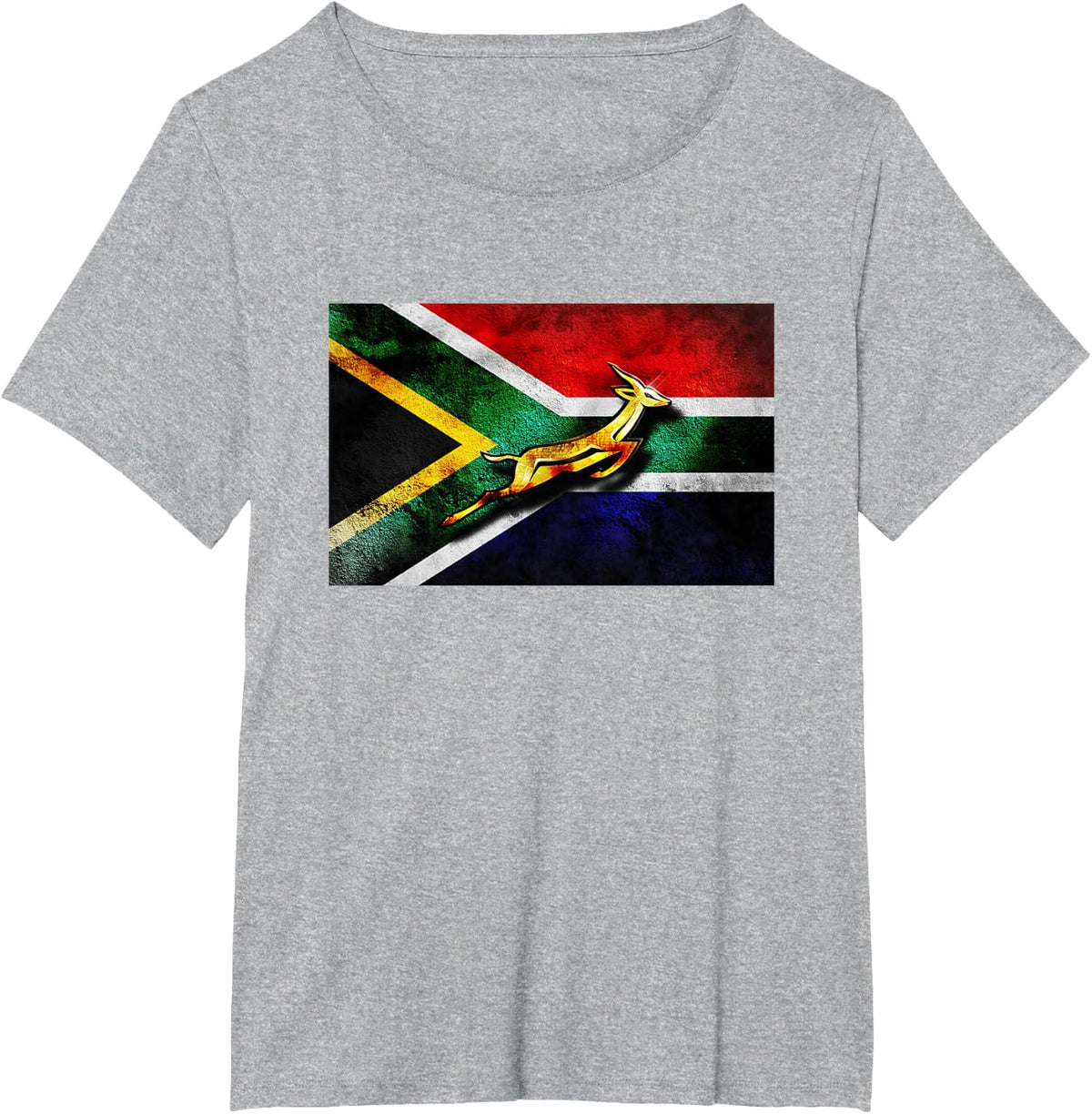 Springbok Bokke South African Flag Vintage Rugby T-Shirt - Heather Grey