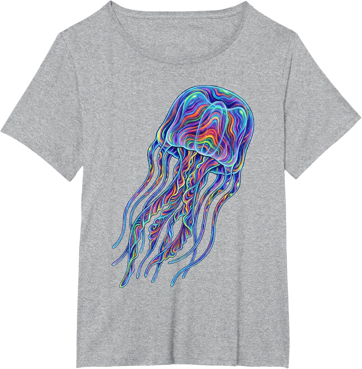 Box Jellyfish Abstract Ocean Art Marine Life Colorful T-Shirt - Heather Grey