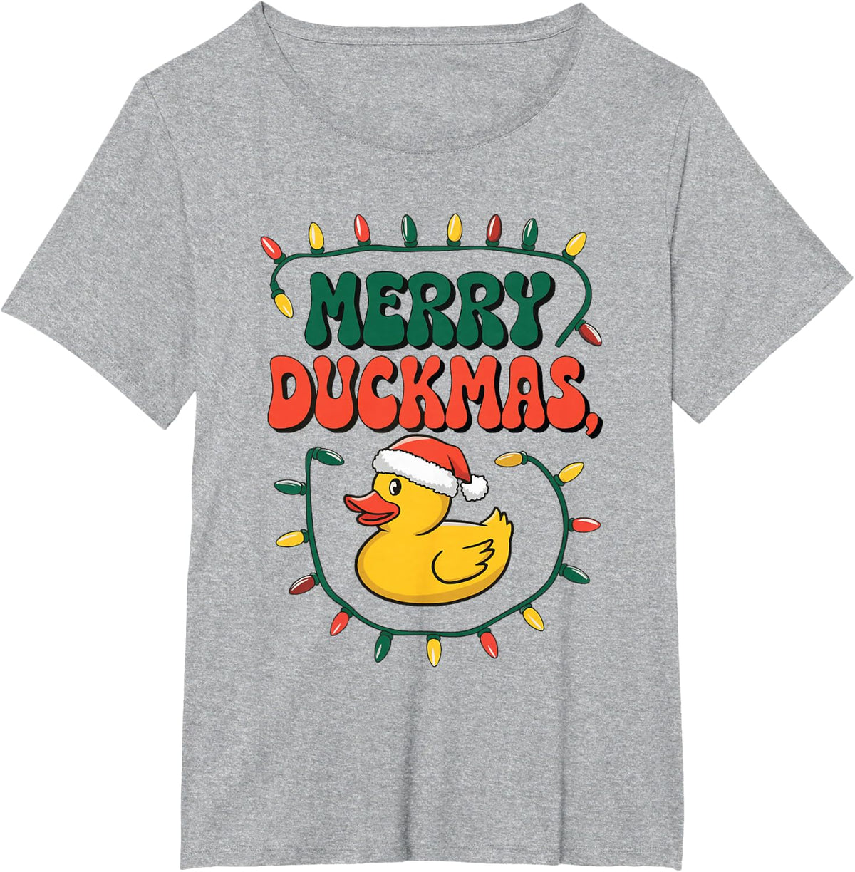 Merry Duckmas Christmas Rubber Duck T-Shirt - Heather Grey
