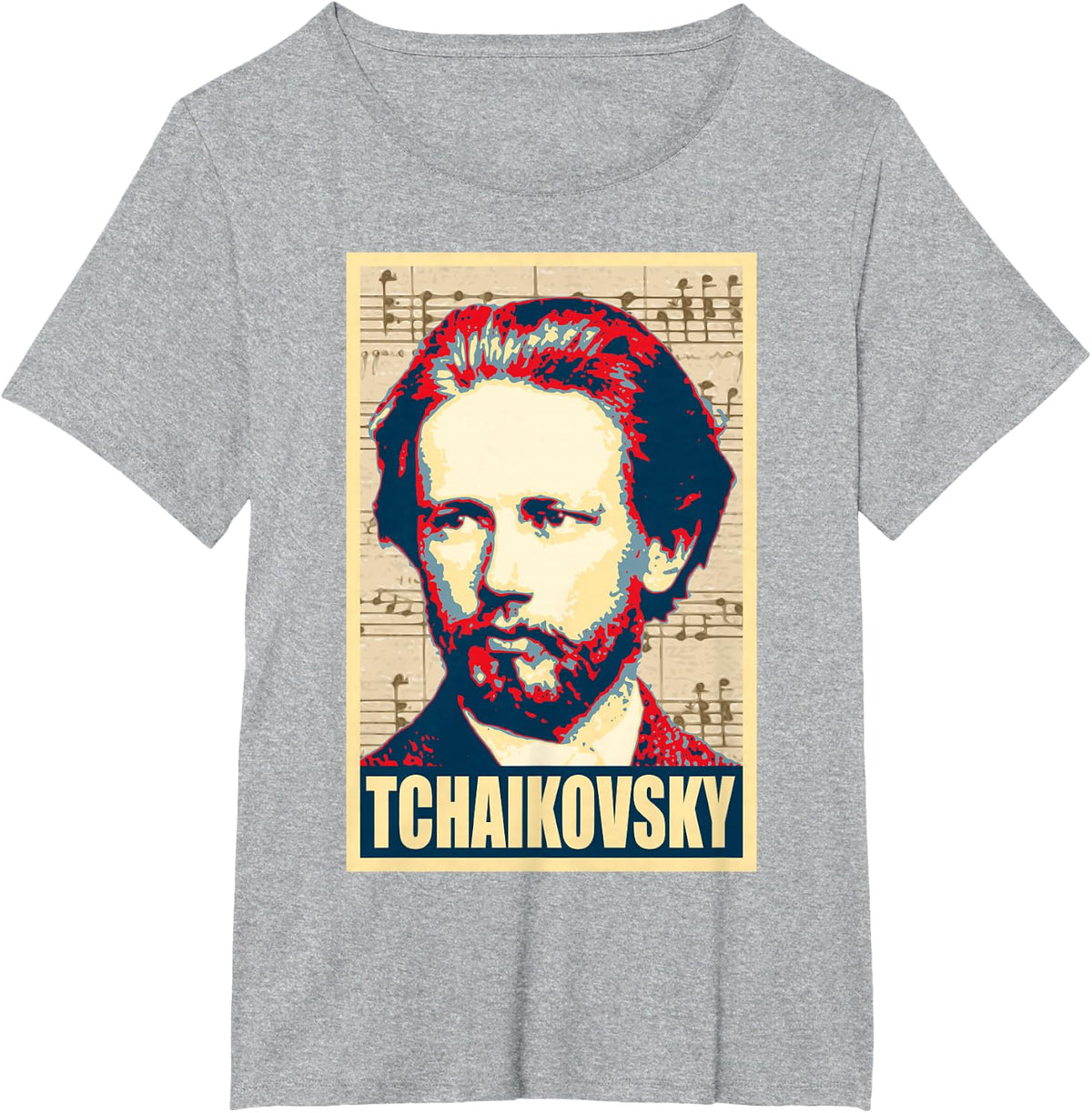 Tchaikovsky Classical Music Notes Composer T-Shirt - Heather Grey