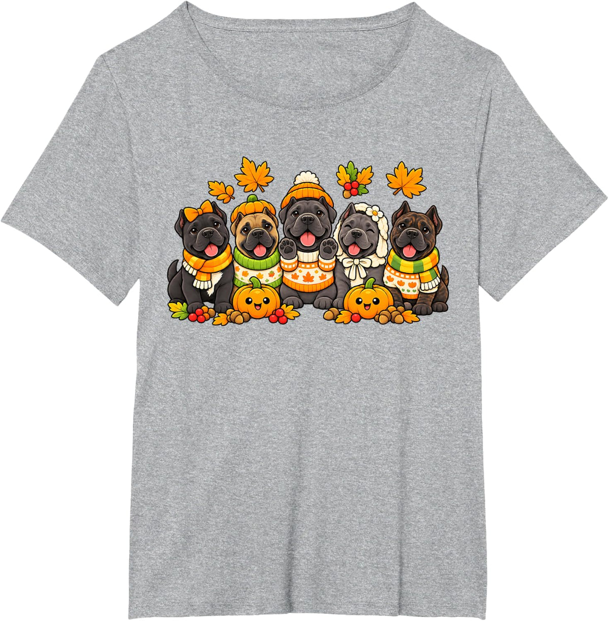 Cute Cane Corso Dog Pumpkin Coffee Fall Autumn Halloween T-Shirt - Heather Grey