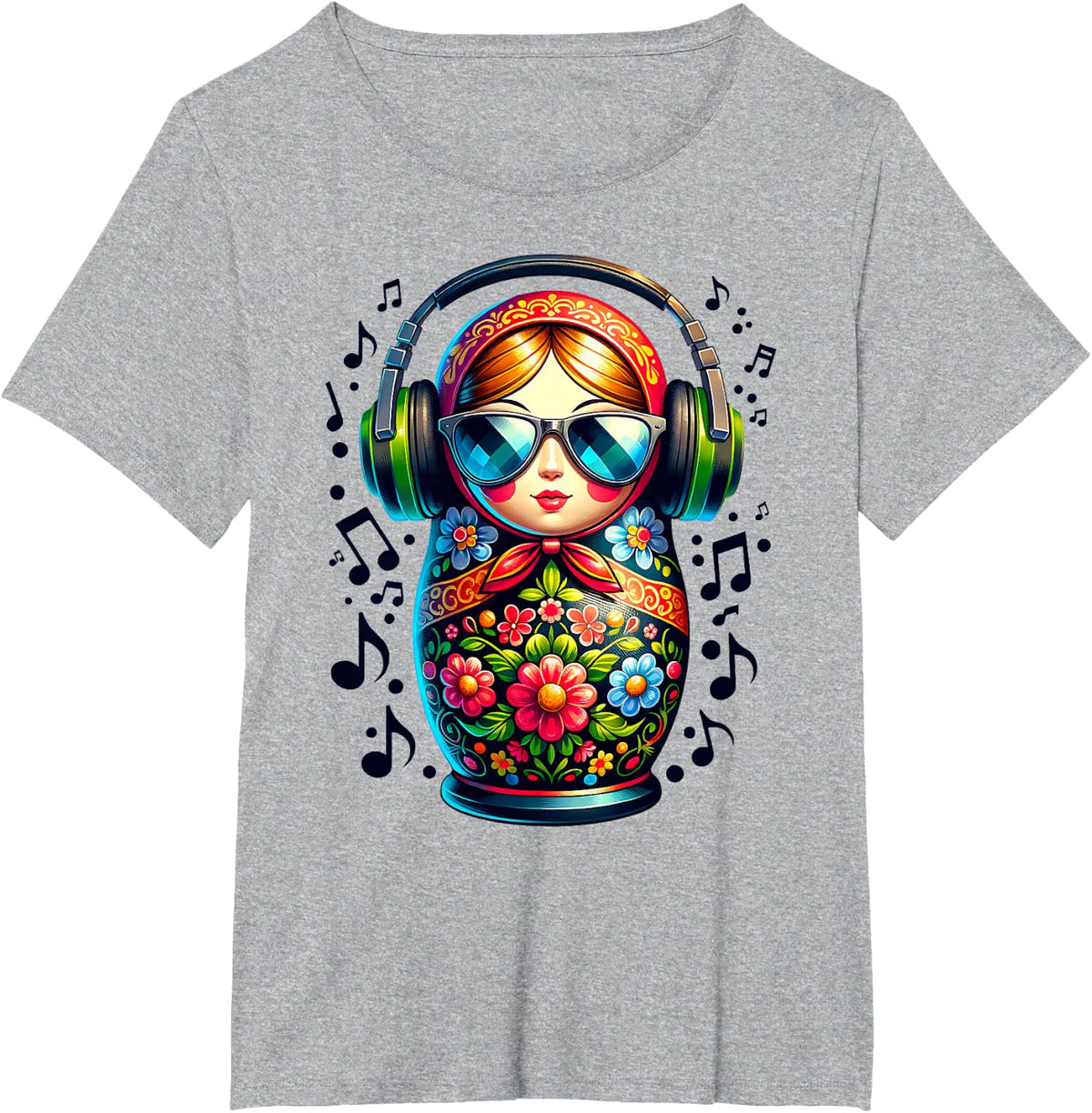 Russian Matryoshka Music Russia Russian Matryoshka T-Shirt - Heather Grey